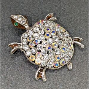 AB Rhinestone Turtle Brooch